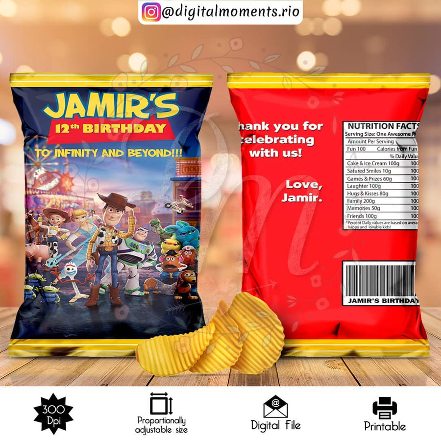 Toy Story Custom Chip Bag, Digital file only | Custom Digital Download for Kids Party or Event