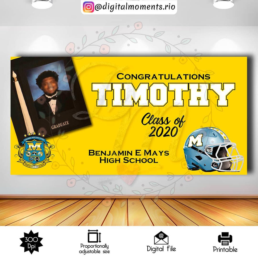 Graduation 8x4 Custom Backdrop, Digital file only | Custom Digital Download for Kids Party or Event