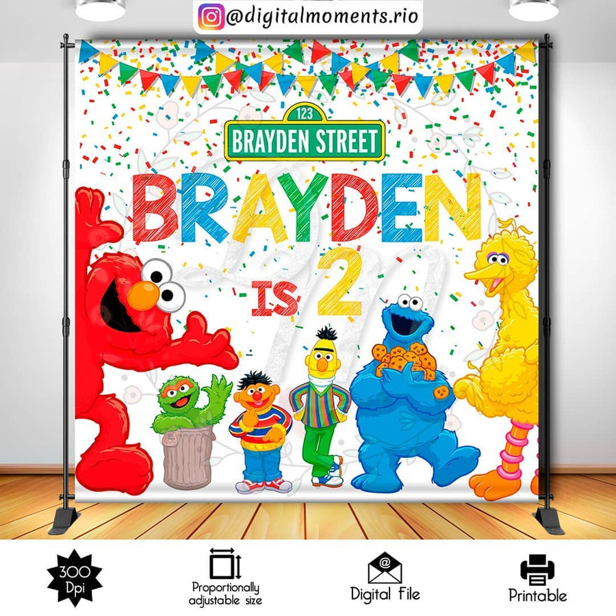 Sesame Street 8x8 Custom Backdrop, Digital file only | Custom Digital Download for Kids Party or Event