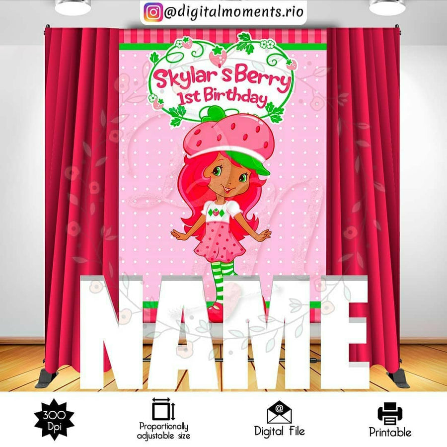 Strawberry Shortcake 5x7 Custom backdrop, Digital file only | Custom Digital Download for Kids Party or Event