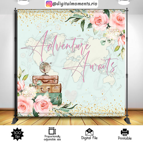 Adventure Awaits 8x8 Custom Backdrop, Digital file only