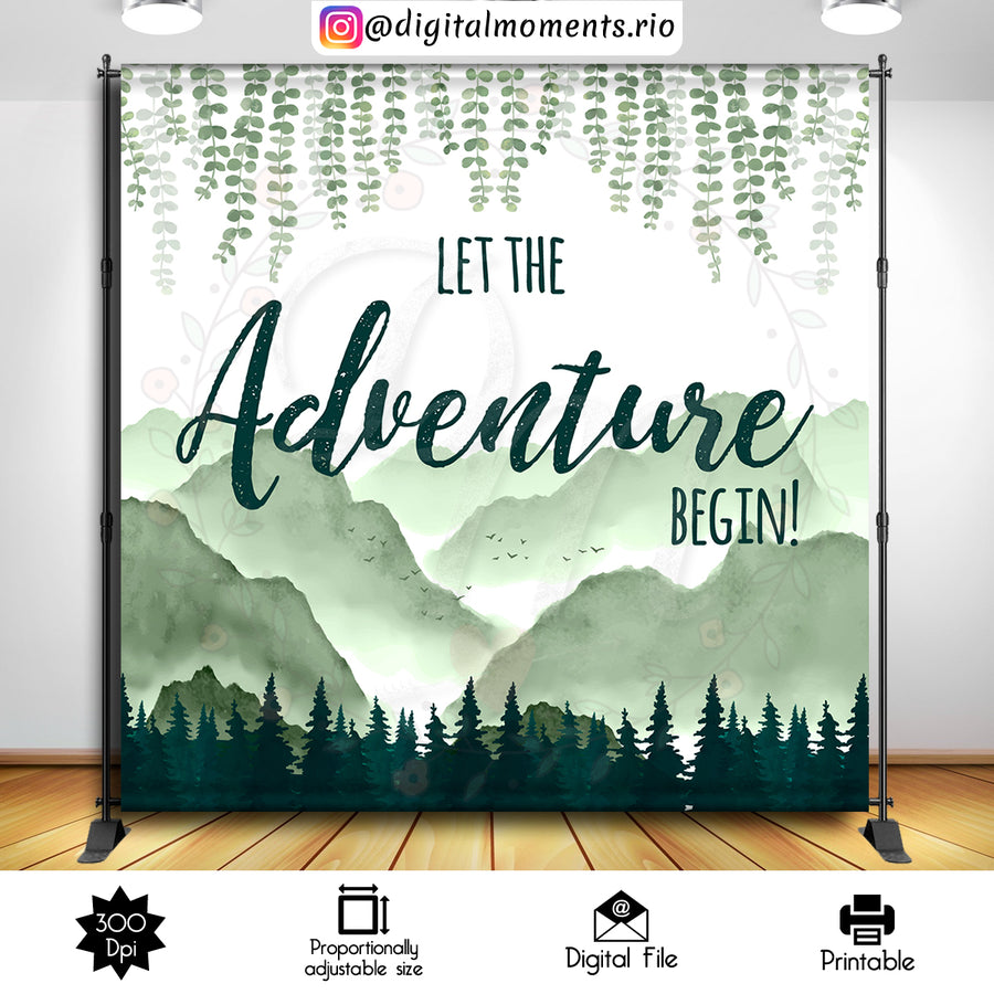 Adventure Begin 8x8 Custom Backdrop, Digital file only | Custom Digital Download for Kids Party or Event