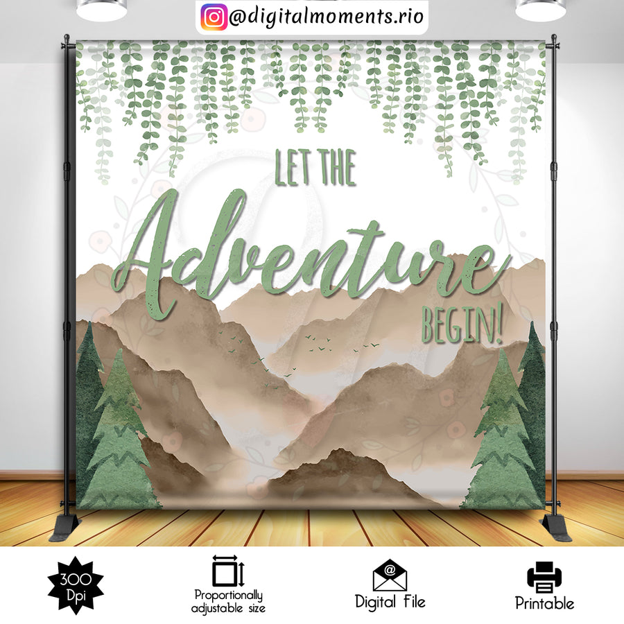 Adventure Begin 8x8 Custom Backdrop, Digital file only | Custom Digital Download for Kids Party or Event