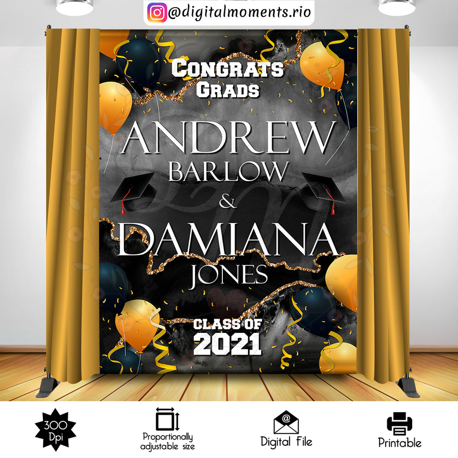 Graduation 6x8 Custom Backdrop, Digital file only | Custom Digital Download for Kids Party or Event