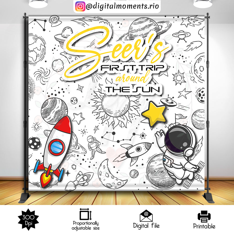 Astronaut 8x8 Custom Backdrop, Digital file only | Custom Digital Download for Kids Party or Event