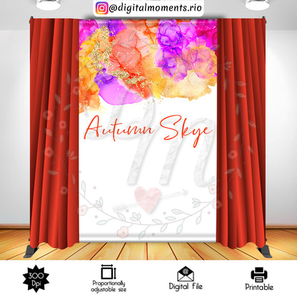 Autumn Skye 5x8, events, custom, splatter, backdrop, 5x8