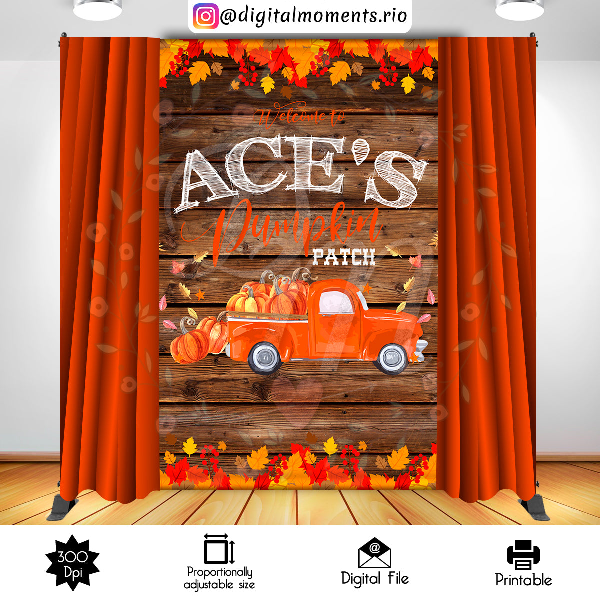 Pumpkin Patch 5x8 Fondo personalizado, solo archivo digital