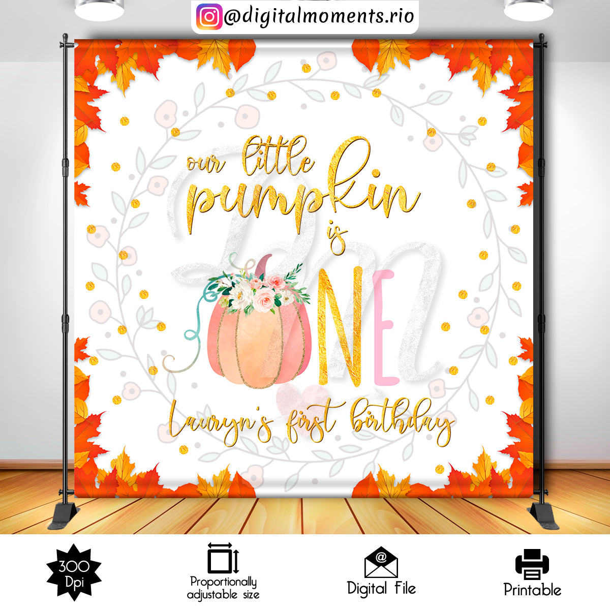 Telón de fondo personalizado Little Pumpkin 8x8, solo archivo digital