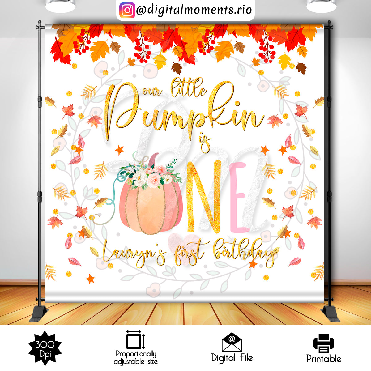 Telón de fondo personalizado Little Pumpkin 8x8, solo archivo digital