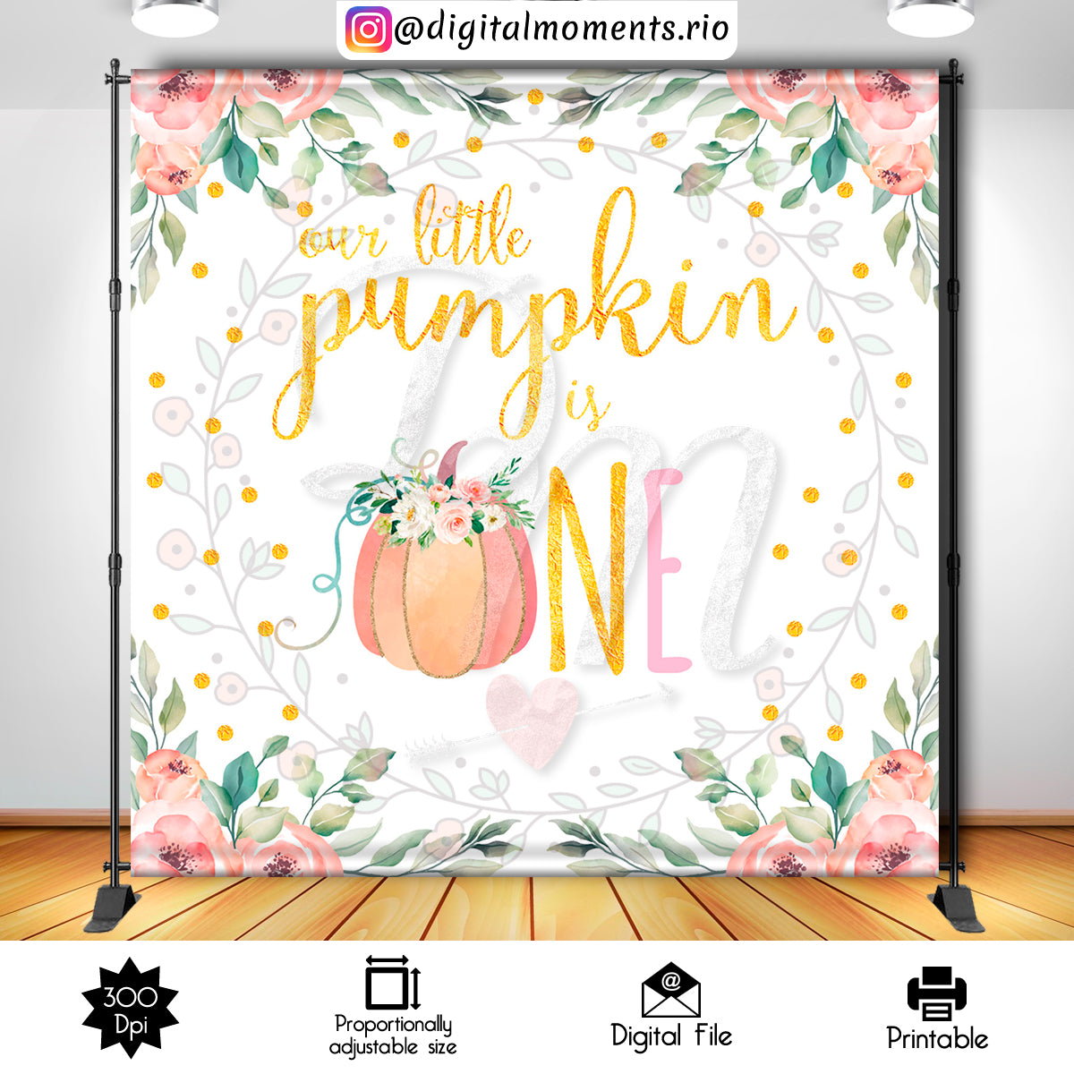 Telón de fondo personalizado Little Pumpkin 8x8, solo archivo digital