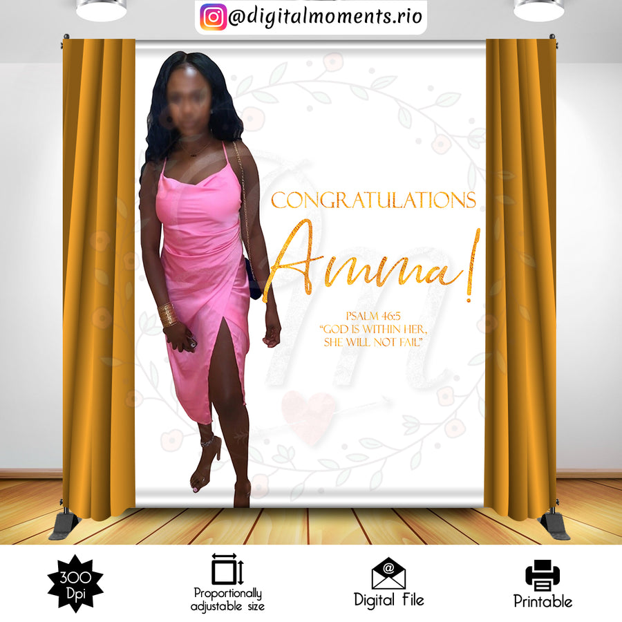 Graduation 6x7 Custom Backdrop with 1 picture, Digital file only | Custom Digital Download for Kids Party or Event