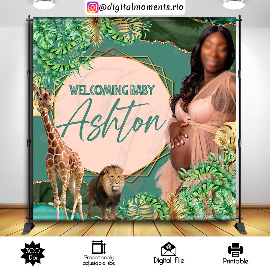 Safari 8x8 Custom Backdrop with 1 picture, Digital file only | Custom Digital Download for Kids Party or Event