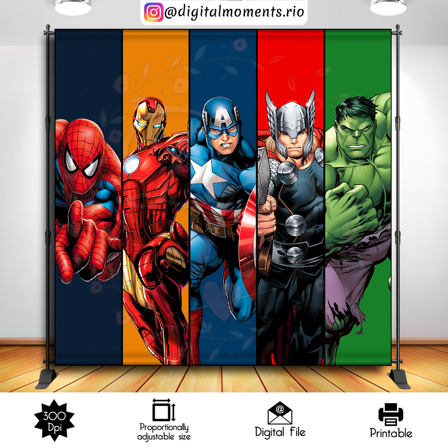 Avengers 8x8 Custom Backdrop, Digital file only | Custom Digital Download for Kids Party or Event