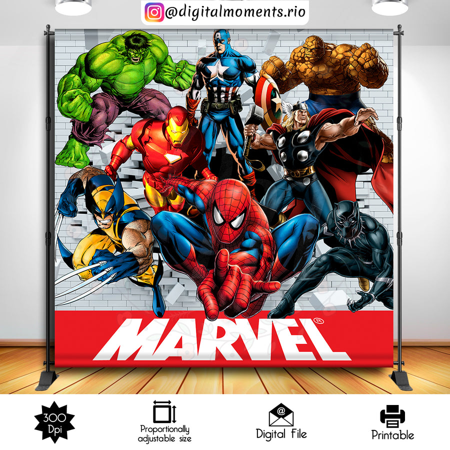 Avengers 8x8 Custom Backdrop, Digital file only | Custom Digital Download for Kids Party or Event