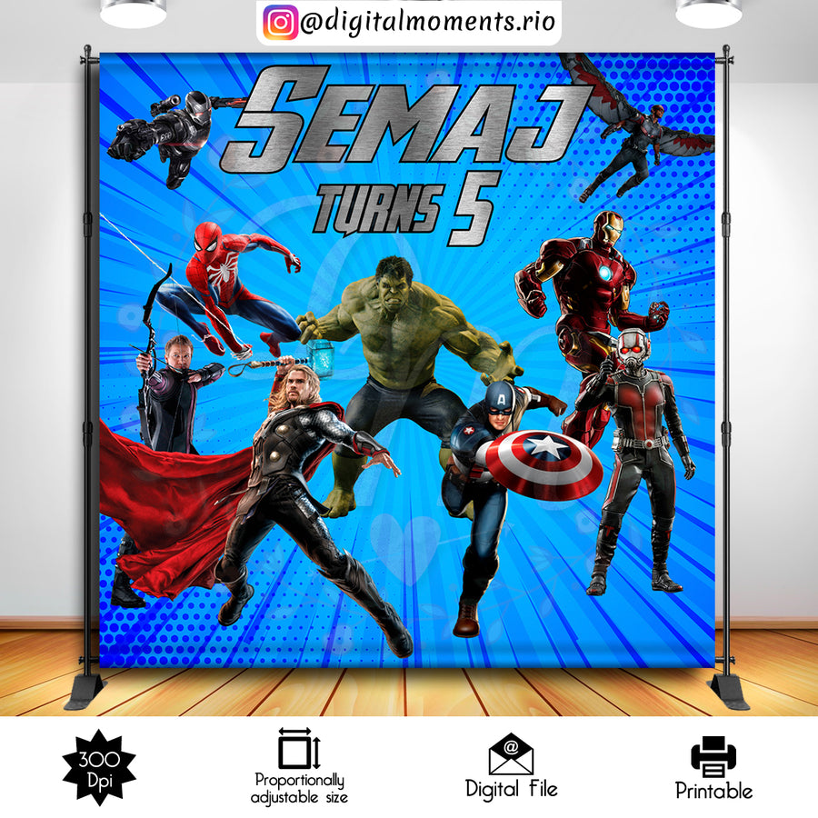 Avengers 8x8 Custom Backdrop, Digital file only | Custom Digital Download for Kids Party or Event