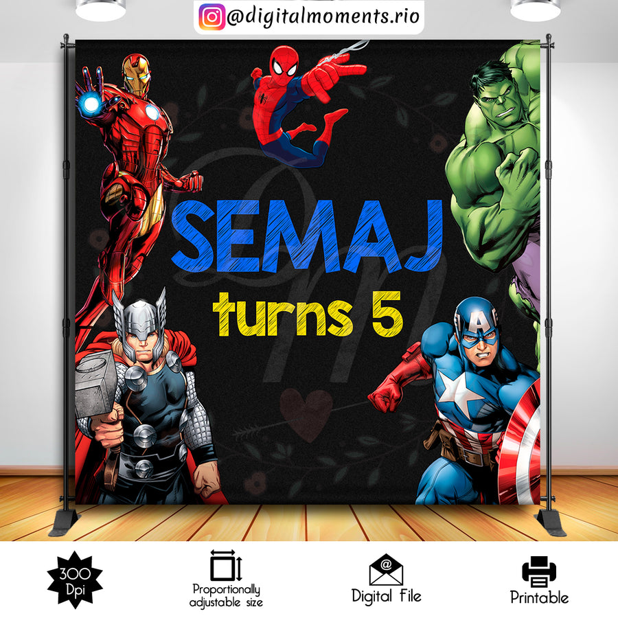 Avengers 8x8 Custom Backdrop, Digital file only | Custom Digital Download for Kids Party or Event