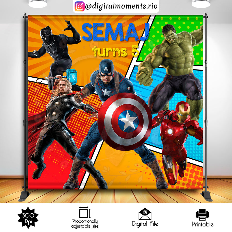 Avengers 8x8 Custom Backdrop, Digital file only | Custom Digital Download for Kids Party or Event