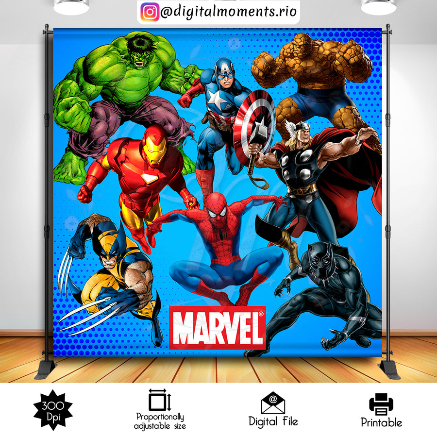 Avengers 8x8 Custom Backdrop, Digital file only | Custom Digital Download for Kids Party or Event