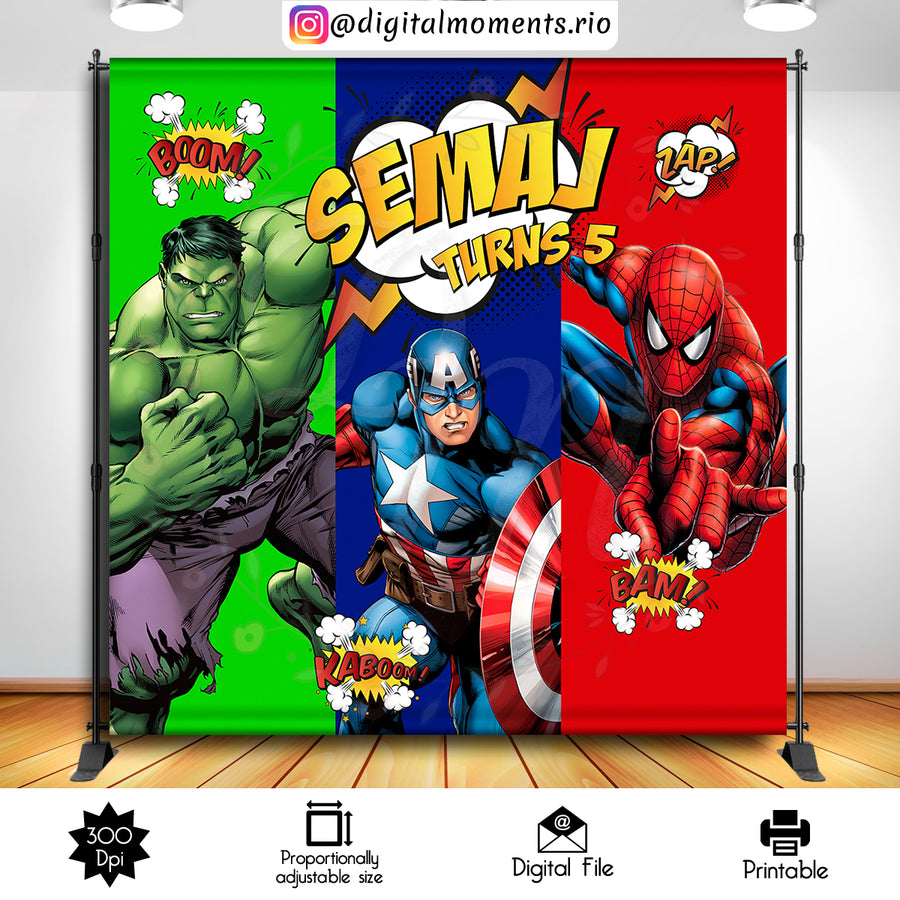 Avengers 8x8 Custom Backdrop, Digital file only | Custom Digital Download for Kids Party or Event