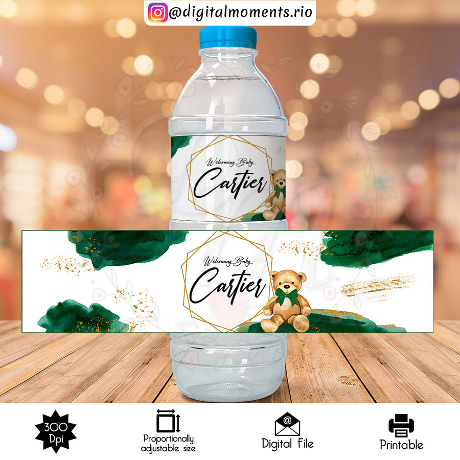 Teddy Bear Custom Water Bottle Label, Digital file only | Custom Digital Download for Kids Party or Event