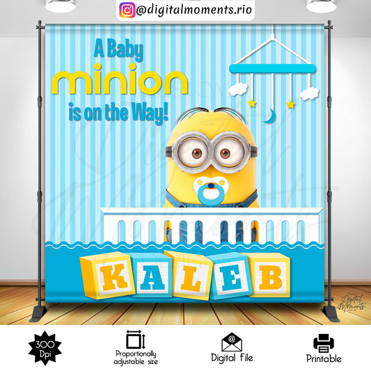 Minion Baby Shower 8x8 Telón de fondo personalizado, solo archivo digital