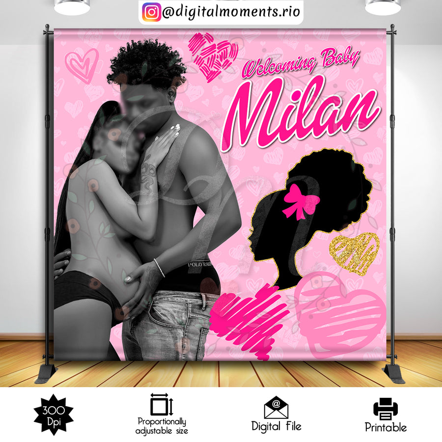 Barbie Baby Shower 8x8 Custom Backdrop with picture, Digital file only | Custom Digital Download for Kids Party or Event