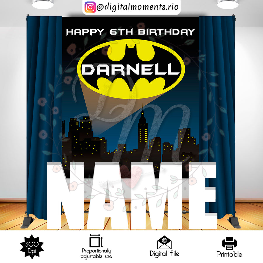 Batman 6x7 Custom Backdrop, Digital file only | Custom Digital Download for Kids Party or Event