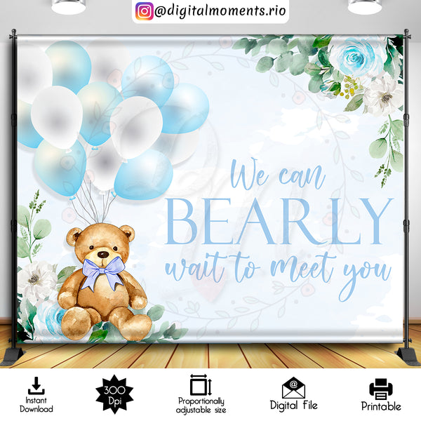 Teddy Bear 10x8 Digital Backdrop Design, Instant Download | Custom Digital Download for Kids Party or Event