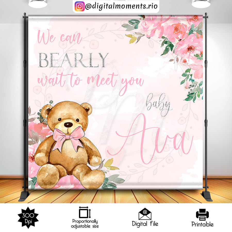 Teddy Bear 8x8 Custom Backdrop, Digital file only | Custom Digital Download for Kids Party or Event