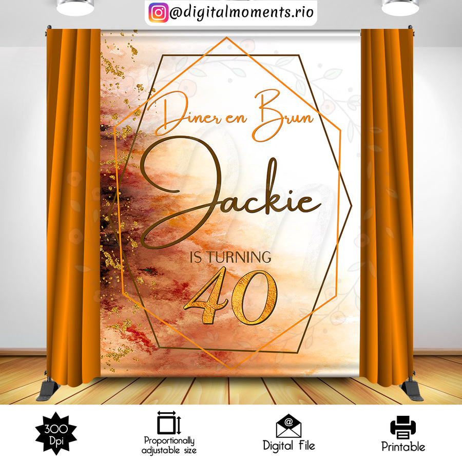 Brown and Gold 6x8 custom backdrop, Digital file only | Custom Digital Download for Kids Party or Event