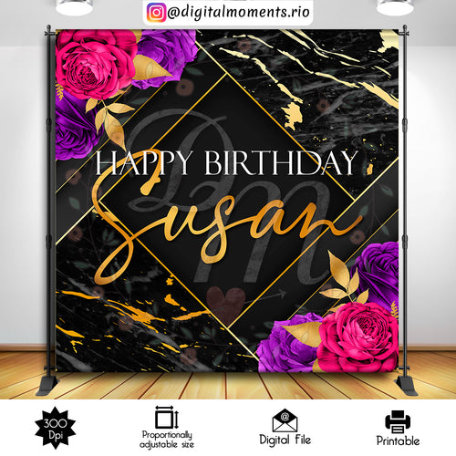 Black And Gold 8x8 Susan 02 1, events, custom, ficshia, purple, 8x8, flowers, backdrop