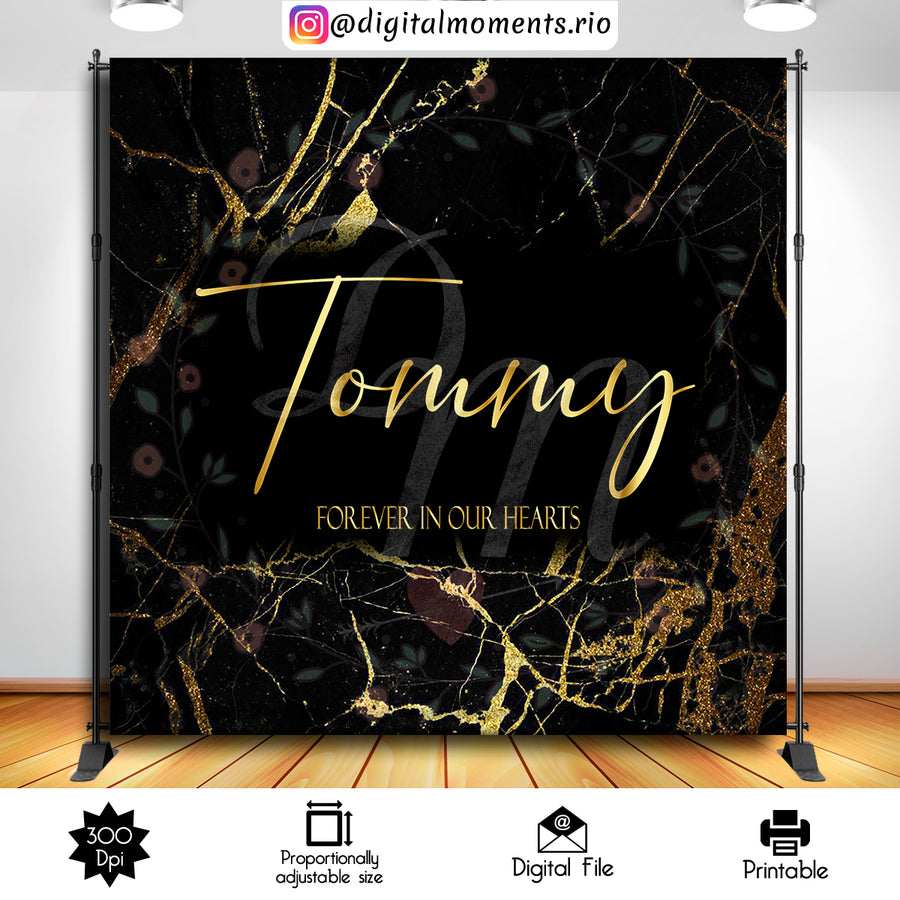 Black and Gold Marble 8x8 custom backdrop, Digital file only | Custom Digital Download for Kids Party or Event