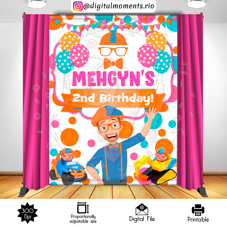 Blippi 6x8 Custom Backdrop, Digital file only | Custom Digital Download for Kids Party or Event