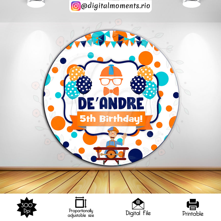 Blippi 6x6 Custom Backdrop, Digital file only | Custom Digital Download for Kids Party or Event