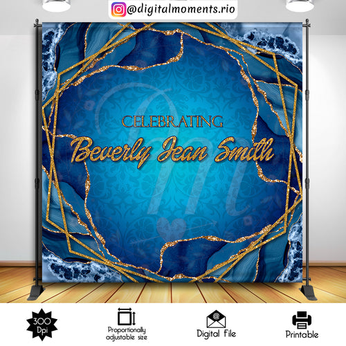 Blue Marble 8x8, events, blue, custom, marble, 8x8, gold, backdrop