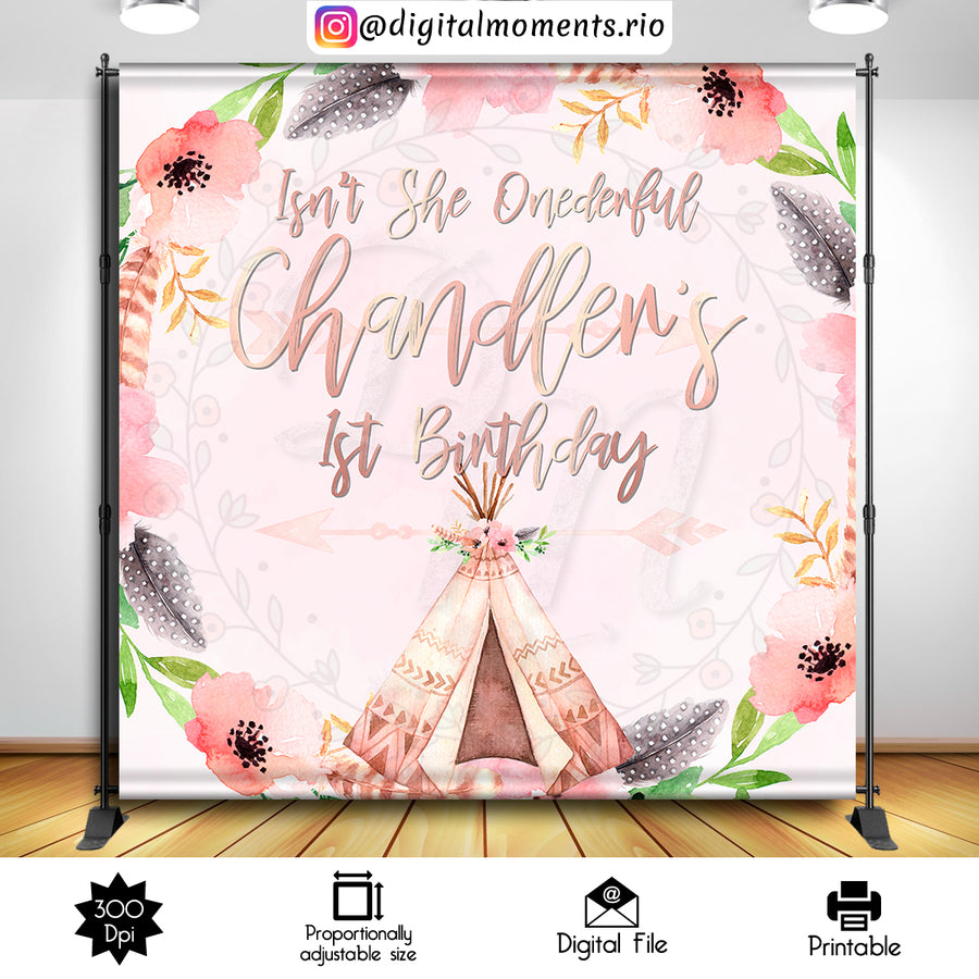 Boho 8x8 Custom Backdrop, Digital file only | Custom Digital Download for Kids Party or Event