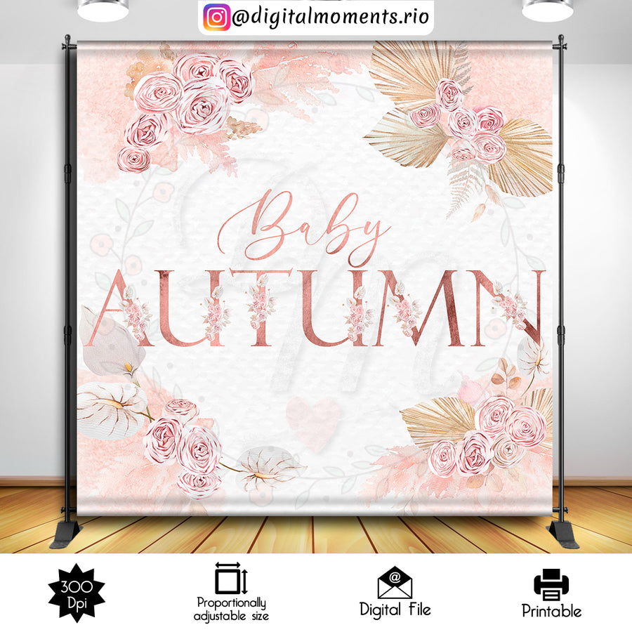 Boho/Pampas grass 8x8 Custom Backdrop, Digital file only | Custom Digital Download for Kids Party or Event
