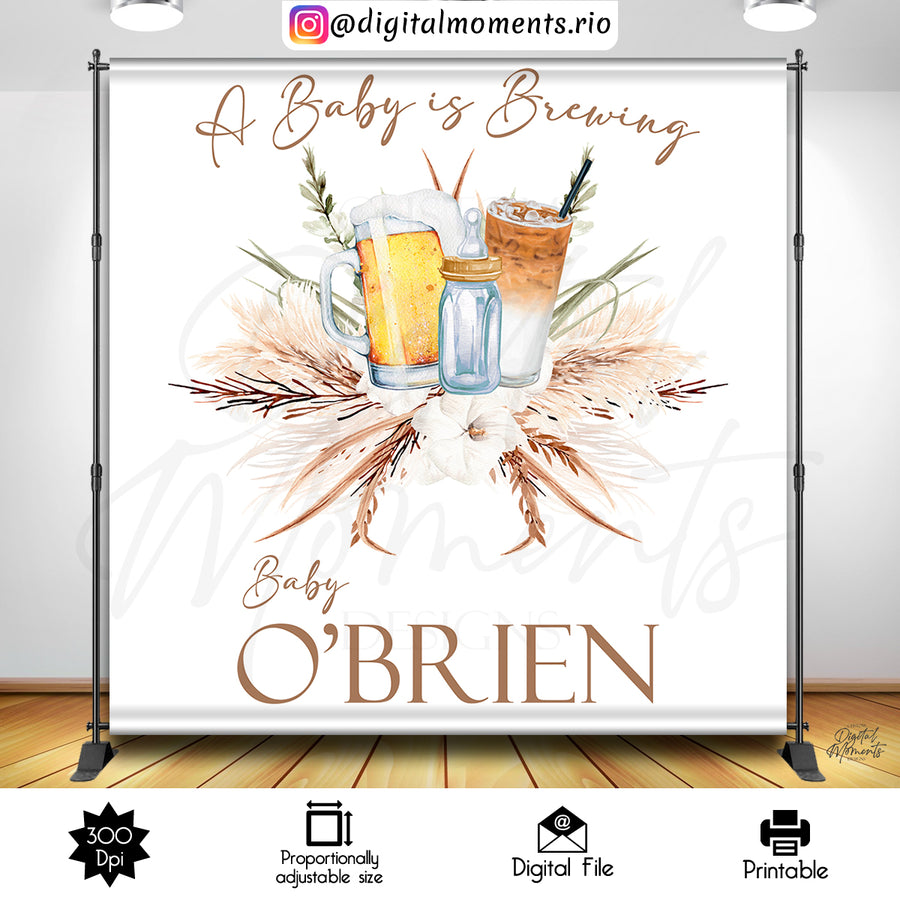 A Baby is Brewing 8x8 Custom Backdrop, Digital file only | Custom Digital Download for Kids Party or Event