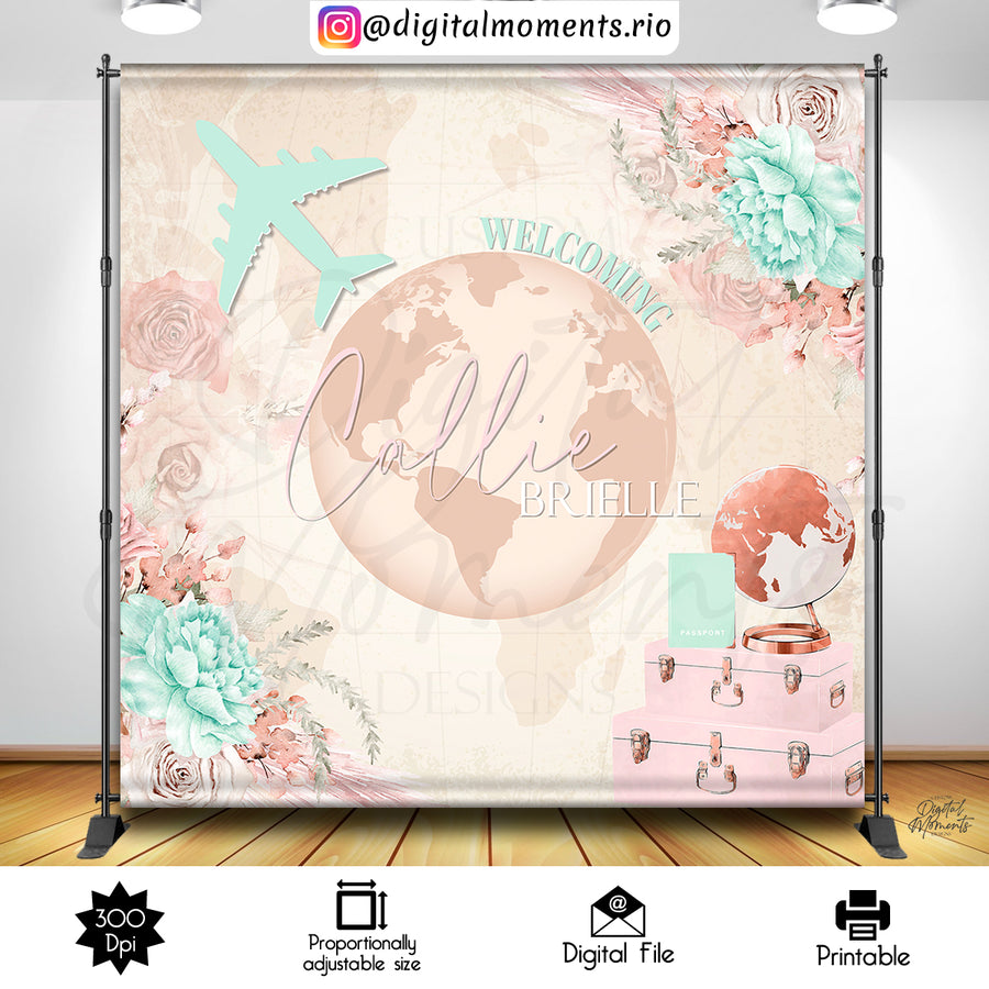 Adventure Awaits 8x8 Custom Backdrop, Digital file only | Custom Digital Download for Kids Party or Event