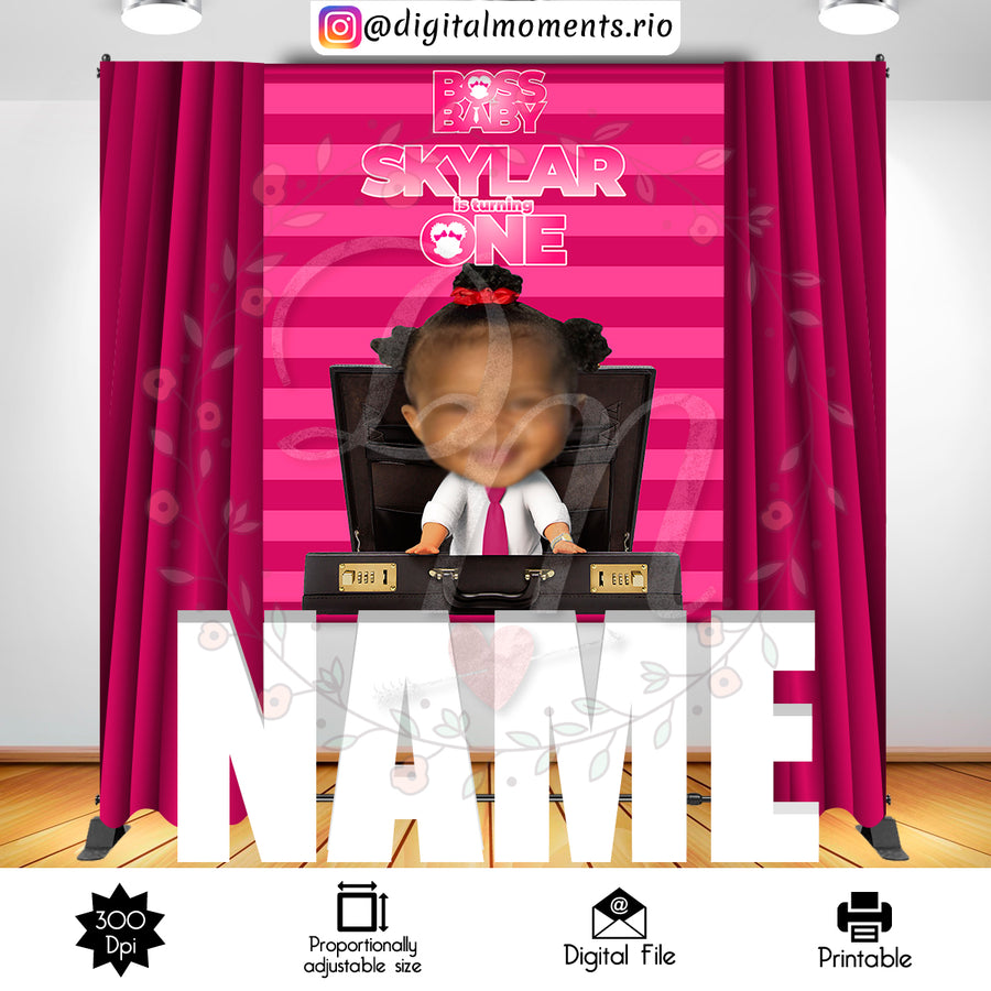 Girl Boss Baby 5x6 Custom backdrop with picture, Digital file only | Custom Digital Download for Kids Party or Event