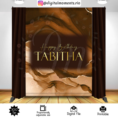 Brown And Gold Marble   6x8, events, custom, marble, backdrop, gold, brown, 6x8