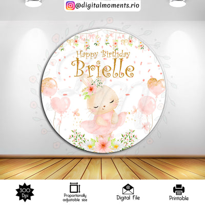 Bunny Ballerina - Backdrop - Birthday