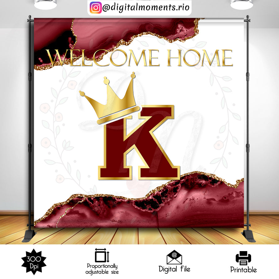 Burgundy and Gold Marble 8x8 custom backdrop, Digital file only | Custom Digital Download for Kids Party or Event