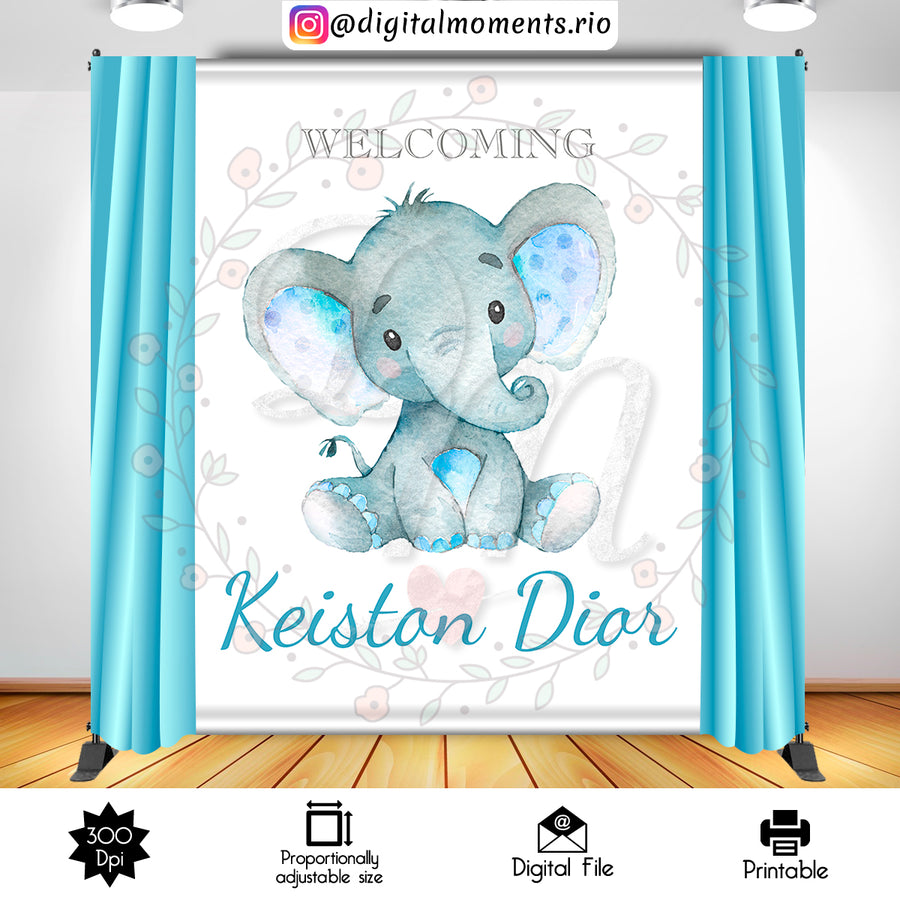 Baby Elephant 6x8 Custom Backdrop, Digital file only | Custom Digital Download for Kids Party or Event
