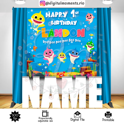 Baby Shark - Backdrop - Birthday