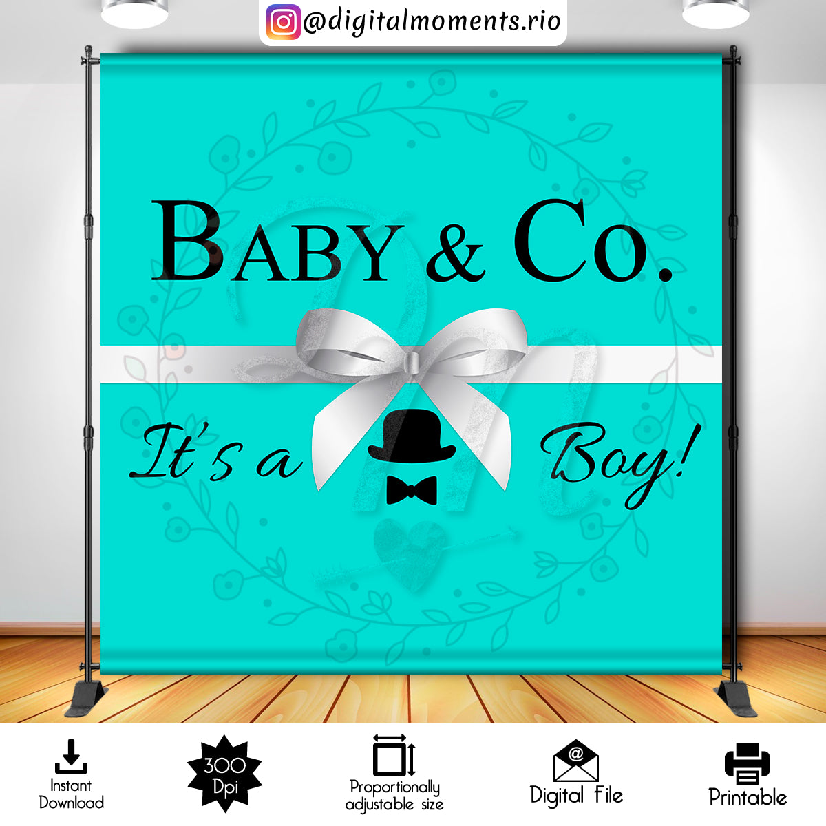 Baby &amp; Co. Diseño de fondo digital 8x8, descarga instantánea