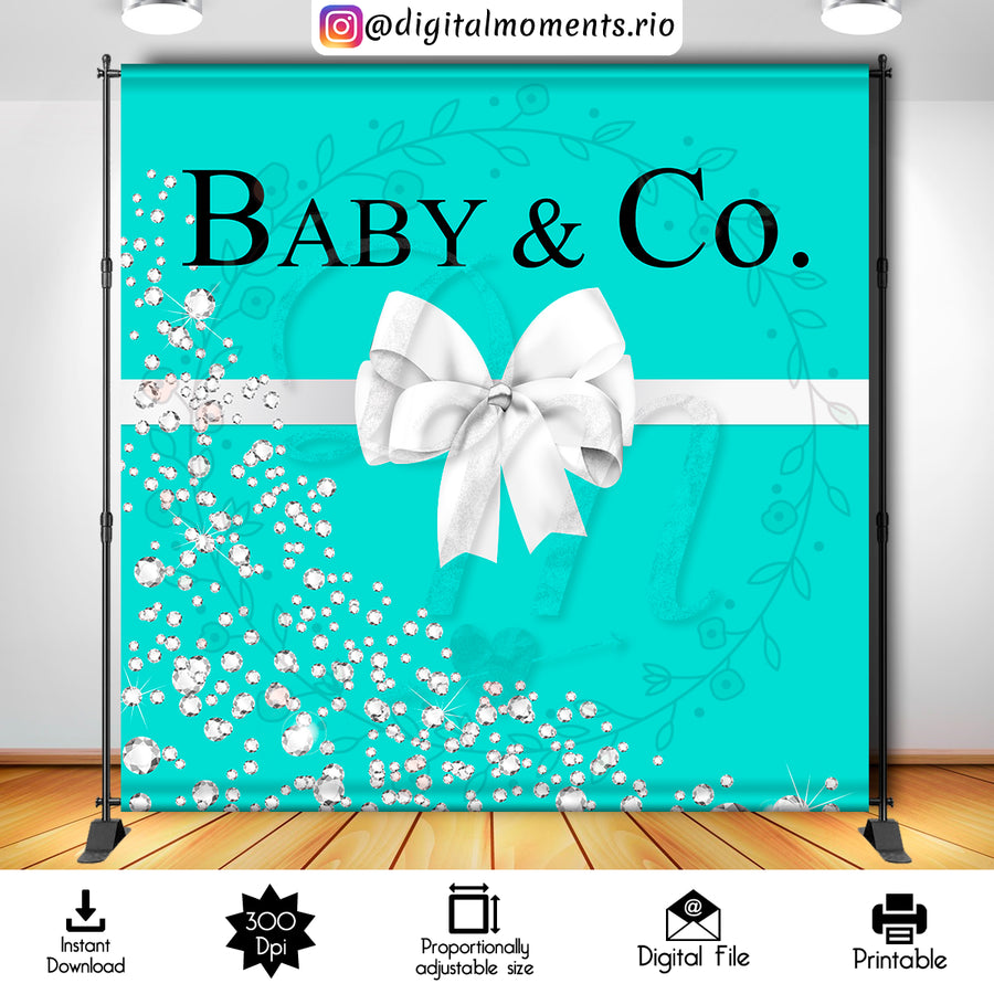 Baby & Co. 8x8 Digital Backdrop Design, Instant Download | Custom Digital Download for Kids Party or Event