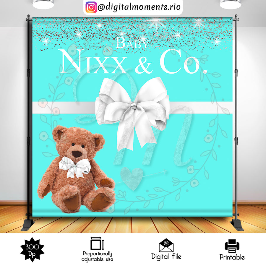 Baby & Co. 8x8 Custom Backdrop, Digital file only | Custom Digital Download for Kids Party or Event