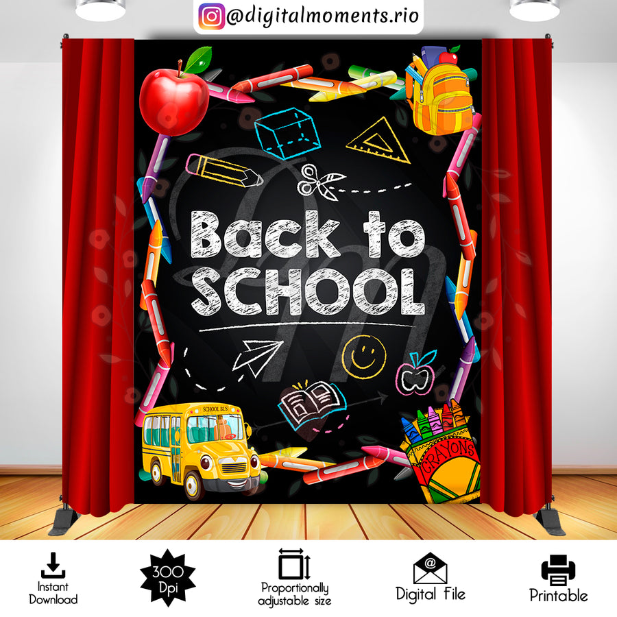 Back to School 6x8 Digital Backdrop Design, Instant Download | Custom Digital Download for Kids Party or Event