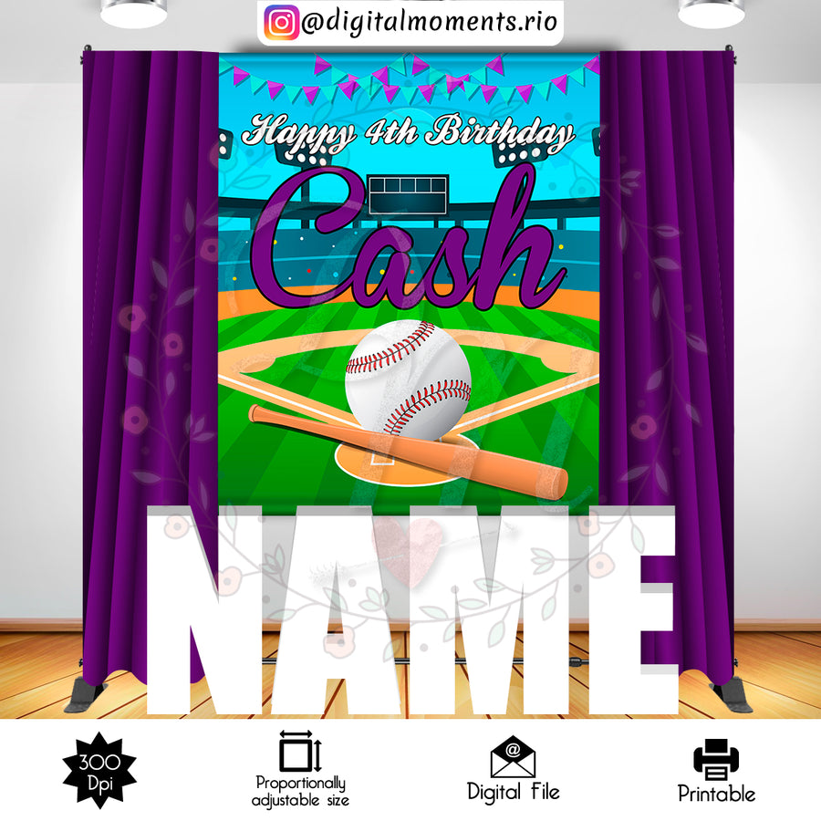 Baseball 5x6 custom backdrop, Digital file only | Custom Digital Download for Kids Party or Event